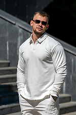 Men's white knitted jumper with collar Teamv 8034453 photo №5