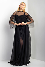 OSCAR black tulle evening suit: flared floor-length skirt, long blouse with ruffles on the sleeves Garne 3033454 photo №2