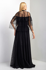 OSCAR black tulle evening suit: flared floor-length skirt, long blouse with ruffles on the sleeves Garne 3033454 photo №3