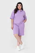 PINK women's sporty knitted suit: polo with elbow-length sleeves, long shorts Garne 3040454 photo №2