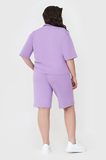 PINK women's sporty knitted suit: polo with elbow-length sleeves, long shorts Garne 3040454 photo №5