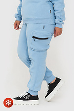 Утепленные штаны с боковыми карманами голубого цвета Garne 3041454 фото №3