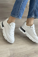 Кожаные женские кроссовки белого цвета  8018454 фото №5