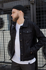 Черная джинсовая куртка с рваными краями Without 8048454 фото №1
