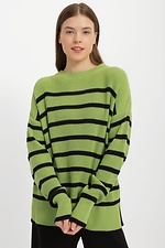 Knitted oversized jumper in green with black stripes Sewel 4038455 photo №1
