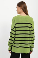 Knitted oversized jumper in green with black stripes  4038455 photo №3