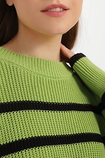 Knitted oversized jumper in green with black stripes  4038455 photo №4