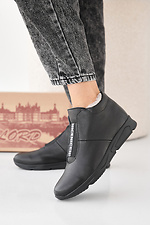 Women's black winter leather sneakers  2505456 photo №1