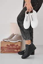 Women's black winter leather sneakers  2505456 photo №2