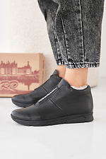 Women's black winter leather sneakers  2505456 photo №4