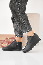 Women's black winter leather sneakers  2505456 photo №7