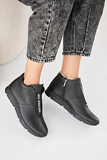 Women's black winter leather sneakers  2505456 photo №9
