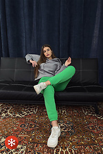 Warm cotton fleece pants in sporty style with cuffs Garne 3039456 photo №4