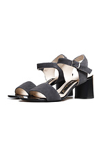 Gray suede open sandals with buckle  4205456 photo №3