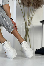 Кожаные женские кроссовки белого цвета 8018456 фото №5