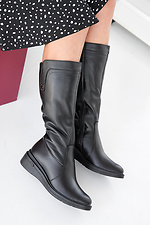 Black winter leather women's boots  2505457 photo №1