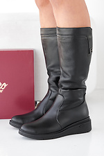 Black winter leather women's boots  2505457 photo №2
