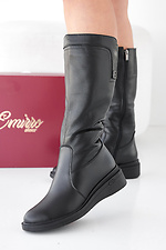 Black winter leather women's boots  2505457 photo №3