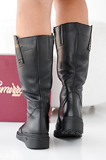 Black winter leather women's boots  2505457 photo №4
