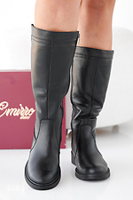 Black winter leather women's boots  2505457 photo №5