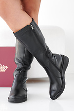Black winter leather women's boots  2505457 photo №6