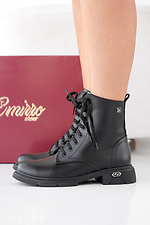 Schwarze Damen-Winterstiefel aus Leder  2505458 Foto №3