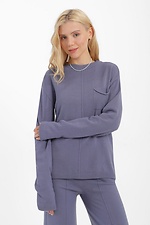 Warm gray-violet two-piece knitted suit with wide trousers  4038458 photo №2