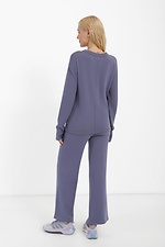 Warm gray-violet two-piece knitted suit with wide trousers  4038458 photo №4