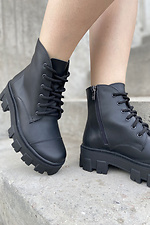 Masywne czarne buty wojskowe na grubej platformie  4205458 zdjęcie №3