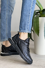 Женские кожаные кроссовки черного цвета на платформе 8018458 фото №2