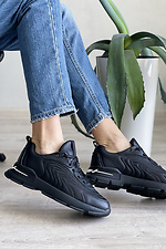 Женские кожаные кроссовки черного цвета на платформе 8018458 фото №4
