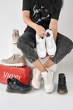 Weiße Winter-Ledersneaker für Damen 2505459 Foto №2