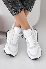 Weiße Winter-Ledersneaker für Damen 2505459 Foto №4