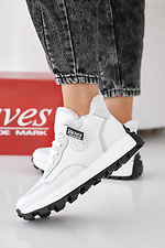 Weiße Winter-Ledersneaker für Damen 2505459 Foto №5
