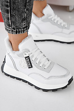 Weiße Winter-Ledersneaker für Damen 2505459 Foto №7