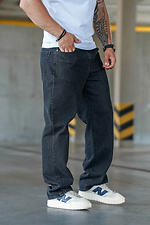 Herren Oversize Straight Leg Baggy Jeans aus Heavy Denim, Schwarz Teamv 8034459 Foto №2