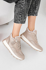 Women's winter beige leather sneakers  2505460 photo №1