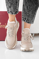 Women's winter beige leather sneakers  2505460 photo №3