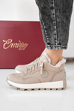 Women's winter beige leather sneakers  2505460 photo №5