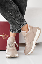Women's winter beige leather sneakers  2505460 photo №6