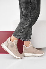 Women's winter beige leather sneakers  2505460 photo №7