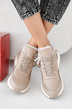 Women's winter beige leather sneakers  2505460 photo №10