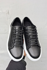 Men's black sneakers made of genuine leather  8019460 photo №6