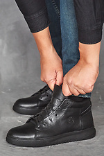Men's leather winter black sneakers  2505461 photo №2