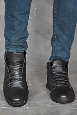 Schwarze Herren-Wintersneaker aus Leder 2505461 Foto №3