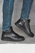 Schwarze Herren-Wintersneaker aus Leder 2505461 Foto №4
