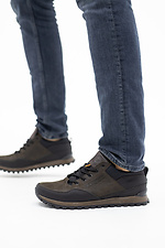 Кожаные мужские кроссовки коричневого цвета  8018461 фото №3