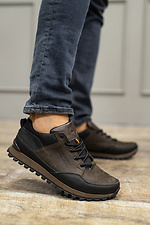 Brown leather men's sneakers  8018461 photo №5