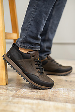 Кожаные мужские кроссовки коричневого цвета  8018461 фото №6