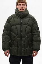 Winterliche kurze Daunenjacke mit abnehmbarer Kapuze „Bison“, Khaki TUR WEAR 8037461 Foto №1